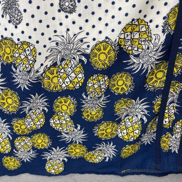 Naif Mini Shift Dress Women's Medium Pineapple Print Pullover White Blue Classy - Picture 4 of 9
